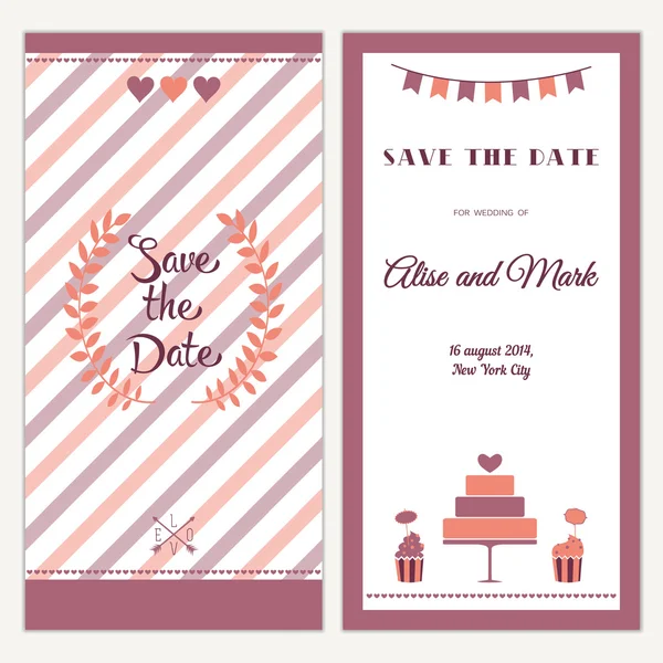 Two sides of the wedding invitation — Stock Vector