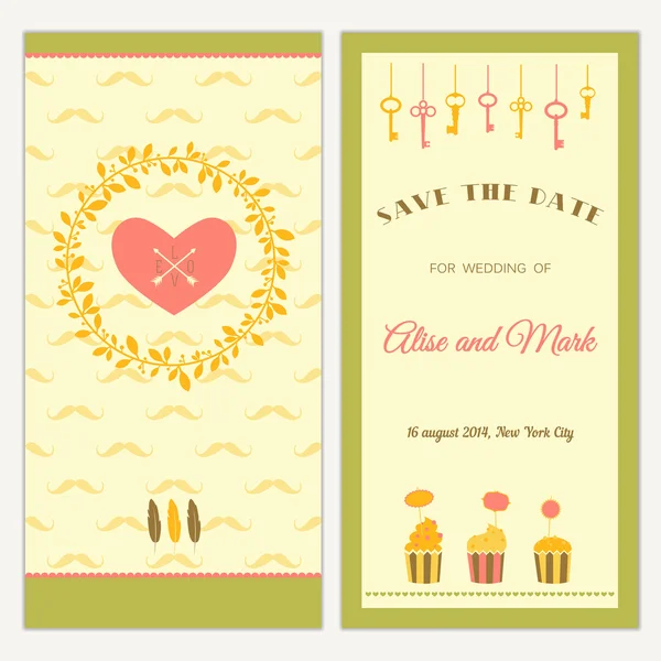 Dos caras de la invitación de boda — Vector de stock