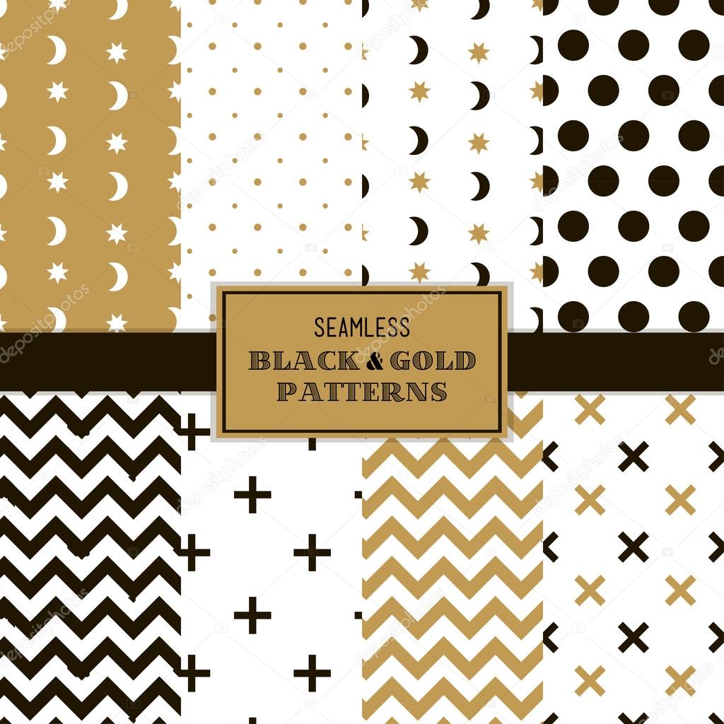 Seamless black and gold patterns