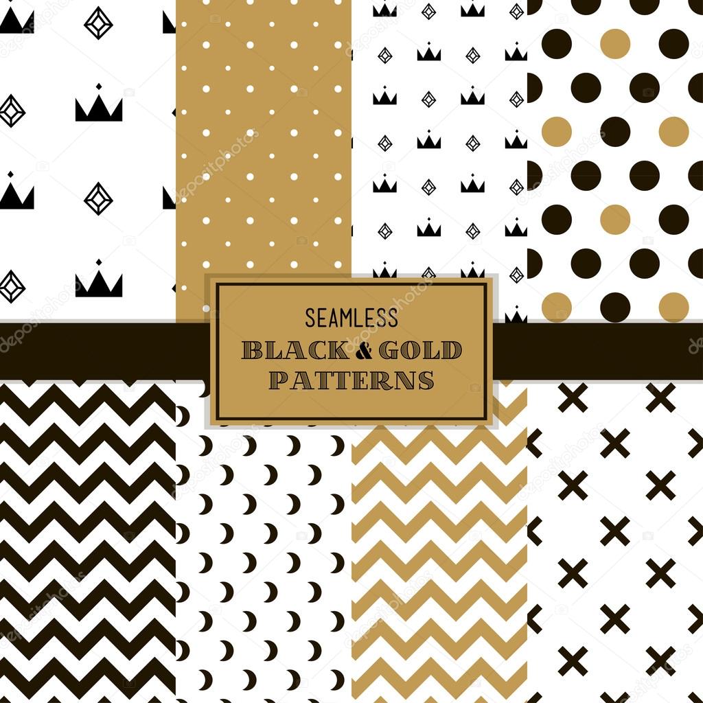 Seamless black and gold patterns
