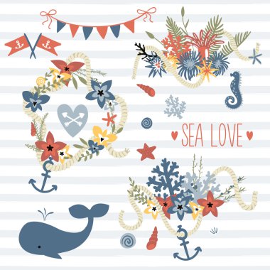 Deniz tema çizimde doodle