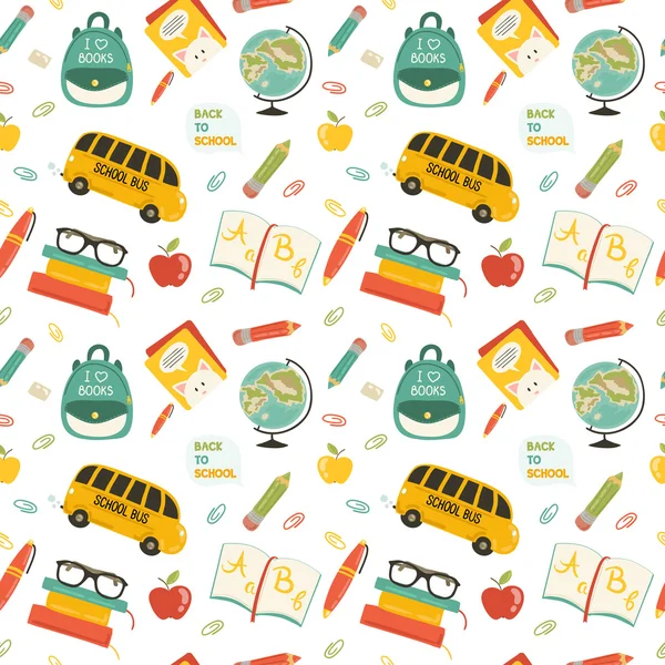 Schattig school cartoon collectie. ng van de school. vector set — Stockvector