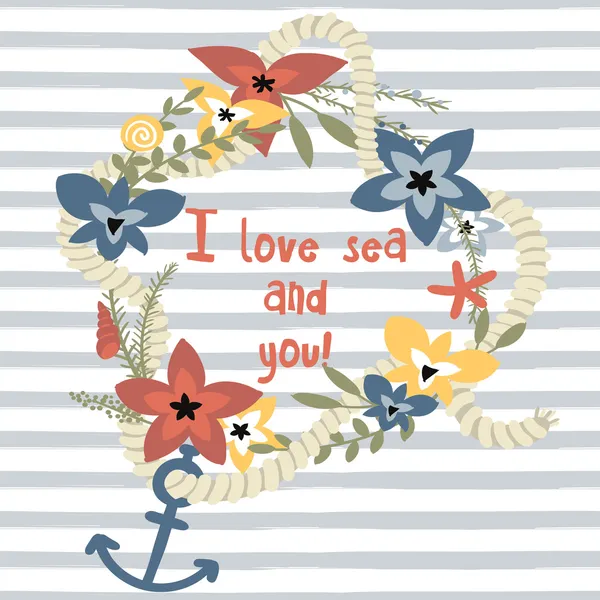 I love sea and you — Stock Vector