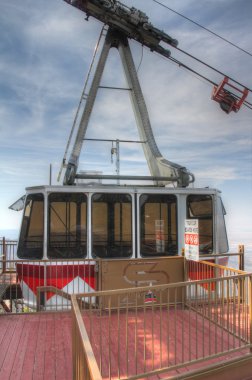 Sandia Peak Tramway gondola in the summit station clipart