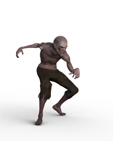 Ілюстрація Чоловічого Зомбі Ізольовано Білому Тлі — стокове фото