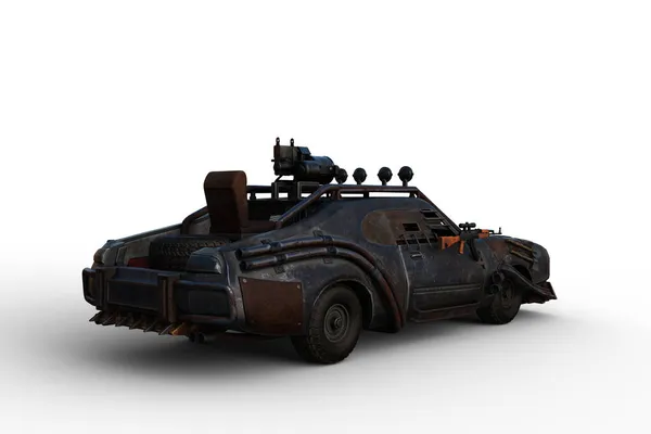 在白色背景下隔离的幻想僵尸巨兽装甲车的3D图解 — 图库照片