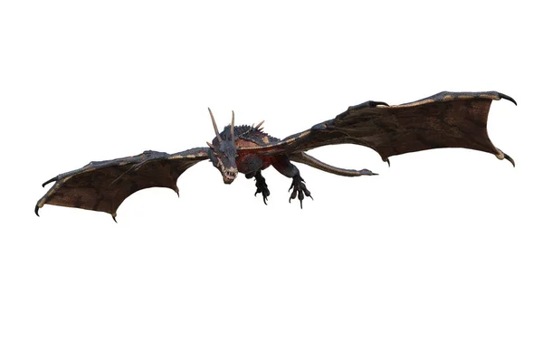 Wyvern Dragon Fantasie Schepsel Vlucht Jagen Illustratie Geïsoleerd Wit — Stockfoto