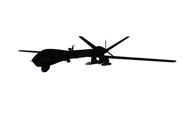 Illustration Drone Militaire Des Opérations Noires Isolé Sur Fond Blanc — Photo