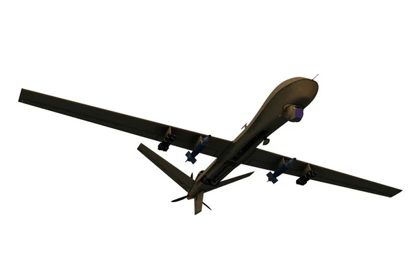 Illustration Drone Militaire Vert Vol Dessous Isolé Sur Fond Blanc — Photo