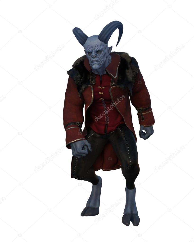 Krampus demon fantasy Christmas monster originating from Pagan culture. 3D illustration isolated on a white background.