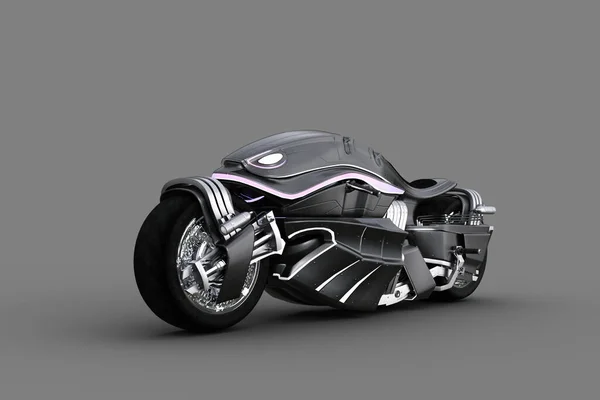 Cyberpunk Stílusú Futurisztikus Sportos Motorkerékpár Renderelés Elszigetelt Szürke Háttér — Stock Fotó