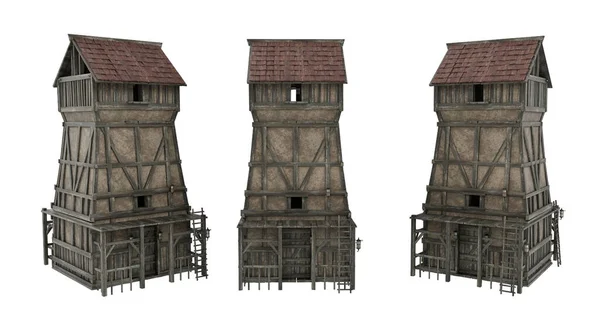 Πλατεία Μεσαιωνική Ματιά Έξω Πύργο Θέα Πλατφόρμα Στην Κορυφή Εικονογράφηση — Φωτογραφία Αρχείου