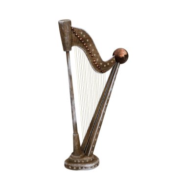 Fantezi masalları denizkızları harp eder. Beyaz arkaplanda 3B görüntüleme izole edildi.