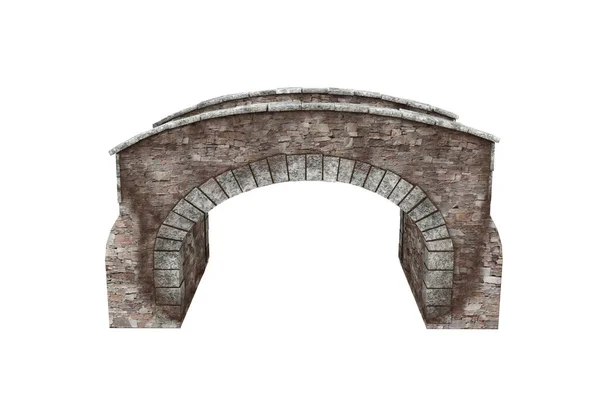 Alte Graue Steinbrücke Illustration Isoliert Auf Weißem Hintergrund — Stockfoto