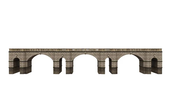 Breite Niedrige Alte Steinbrücke Rendering Isoliert Auf Weißem Hintergrund — Stockfoto