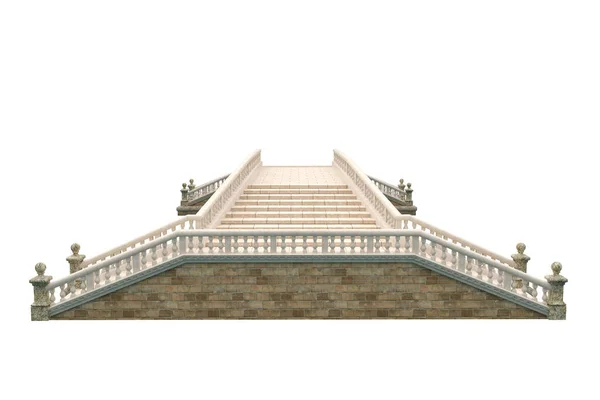 Stufen Führen Einer Steinernen Brücke Mit Seitlichem Geländer Illustration Isoliert — Stockfoto