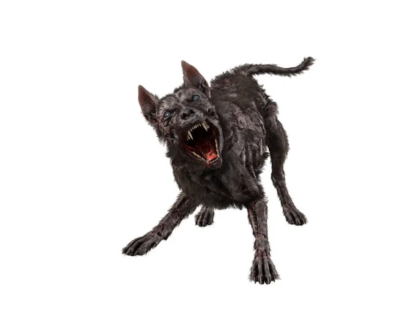 Illustration Våldsam Zombie Hund Aggressiv Pose Isolerad Vit Bakgrund — Stockfoto