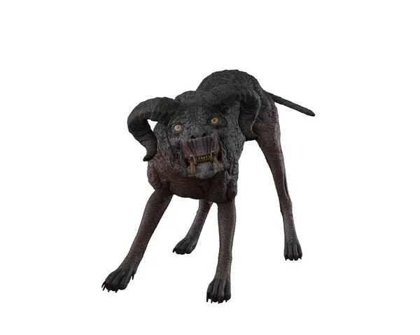 Потворний Смертоносний Демонів Собака Пекла Ілюстрація Ізольована Білому Тлі — стокове фото