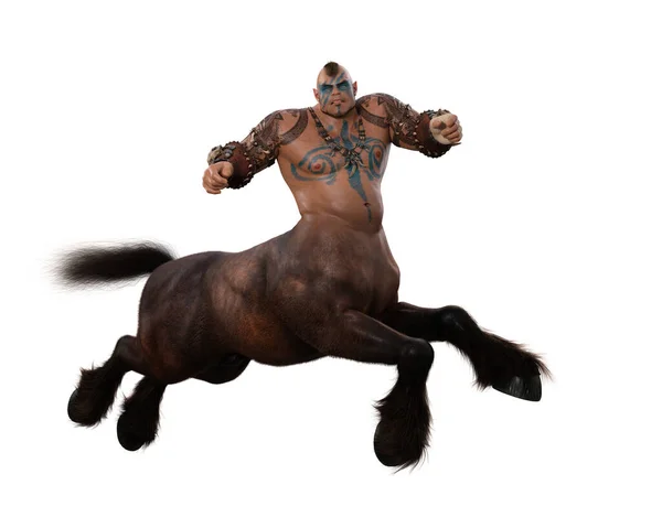 Male Centaur Fantasy Man Horse Creature Muscular Body Tattoos Rendering — Fotografia de Stock