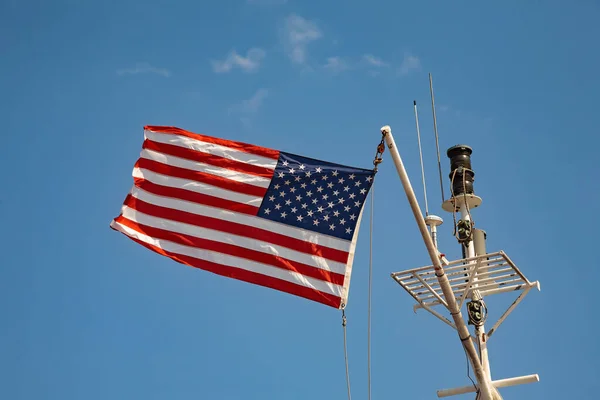 United States America Stars Stripes Flag Flying Blue Sky Top — Stock Fotó
