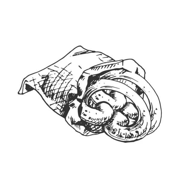 394 Brot Korbbrötchen Papiertüte Vektorzeichen Logo Symbol Brotprodukte Handzeichnung Grafiken — Stockvektor