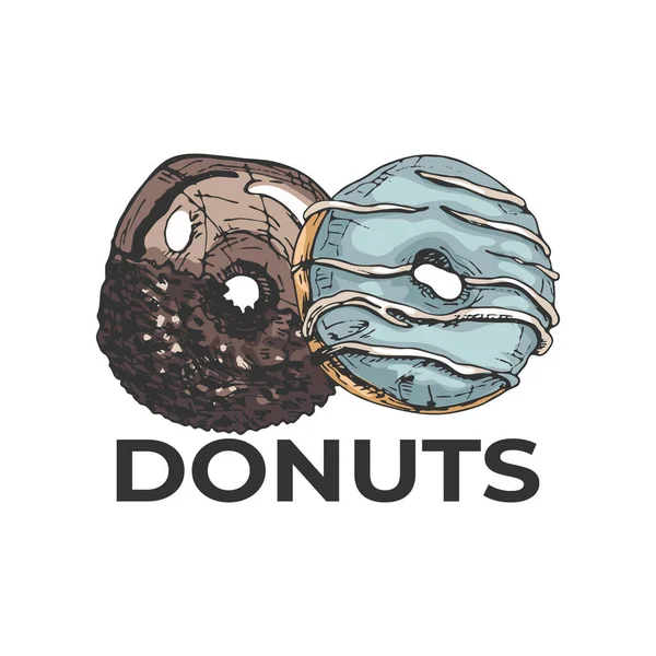 337 Donuts Deux Beignets Glaçure Chocolat Texte Beignets Sur Fond — Image vectorielle