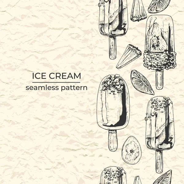 267_Ice Cream Fruits Nuts_Texture Paper Ice Cream Fruits Nuts Graphics — Stok Vektör