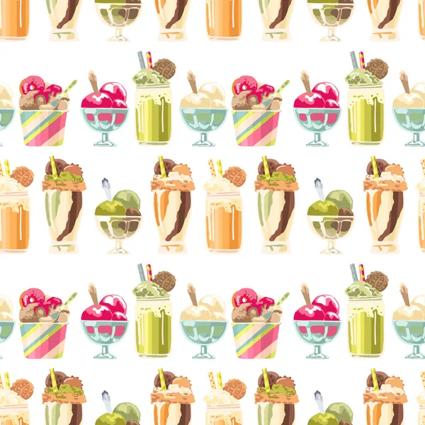 Bir kavanozda 240 _ kremalı tatlı ve cam bir dizi tatlı, fıstık, vanilya, çikolata, dondurma, yeşil, beyaz, kahverengi toplar, krema, karamel, reçel, krema, içecek, süt, krema, beyaz arka plan, el çizimi, kusursuz desen,