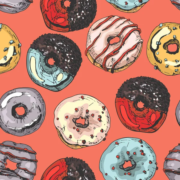 232 Donuts Farbige Donuts Eine Reihe Von Abbildungen Dekoration Zuckerguss — Stockvektor