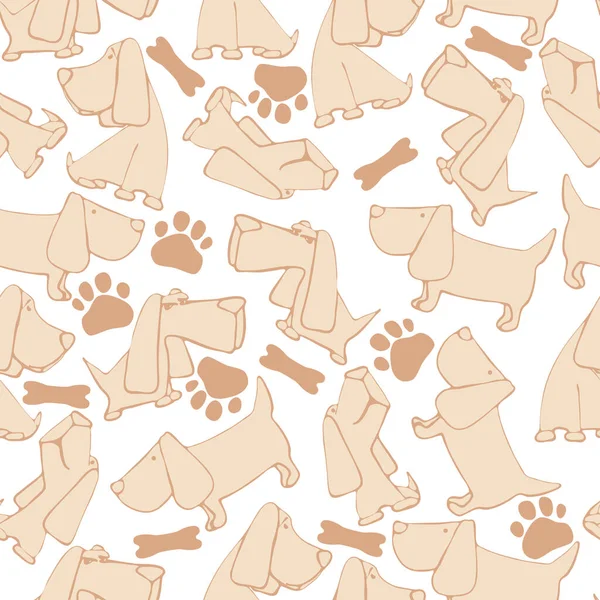 196_Dog Cartoon Cute Dog Seamless Pattern Bone Animal Footprint Paw — Stok Vektör