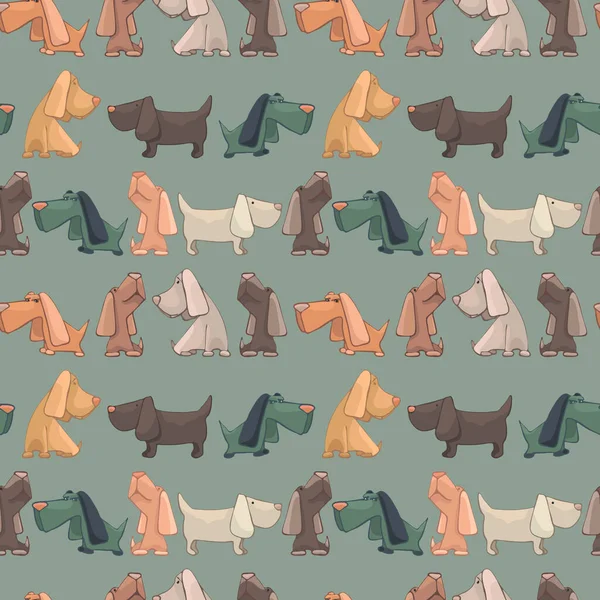 181_Dog Cartoon Cute Cartoon Beagle Dogs Seamless Pattern — Stok Vektör