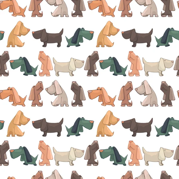180_Dog Cartoon Funny Dogs Cartoons Colored Pets White Background Seamless — Stok Vektör