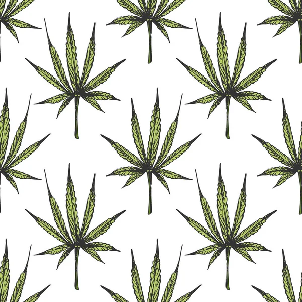 146_Cannabis Sativa Indica Hemp Leaf Icon Green Black Outline Sativa — Stockový vektor