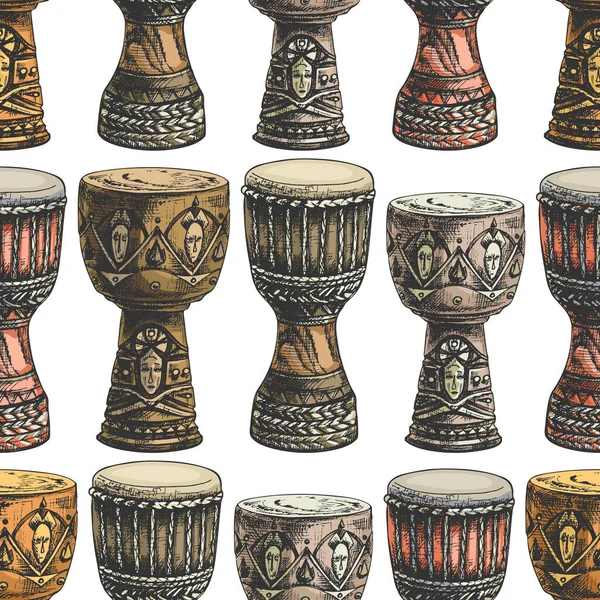 126_Djembe African Djembe Drum Isolated White Background Ethnic Musical Instrument — Stockvektor