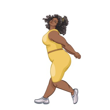 645_Body Positive girl dancing Body Positive girl with dark skin dances, goes in for sports