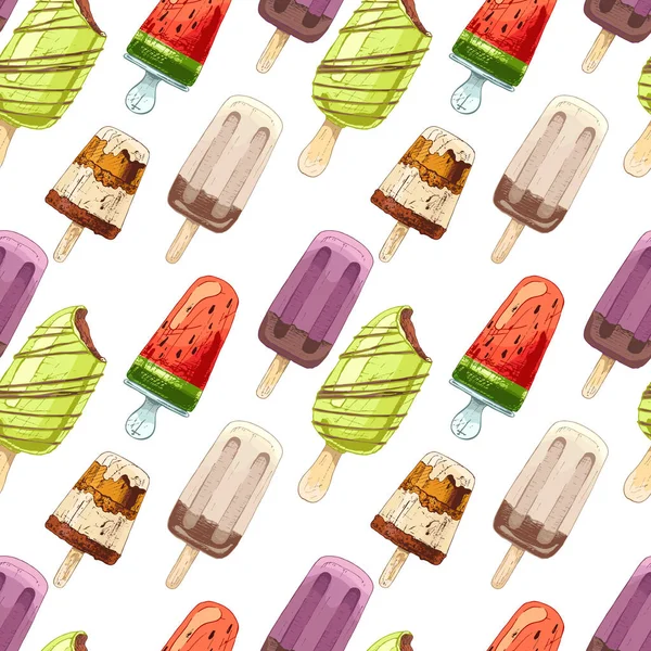 673 _ Dondurma seti, parlak, pürüzsüz desen, buzlu şeker, beyaz arka plan