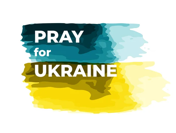 640_Ukrainian Conceptual Illustration Text Pray Ukraine Blue Yellow Ukrainian Flag — стоковий вектор