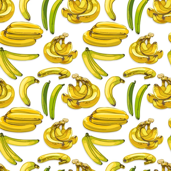 691_Banana Bananas Bunch Ripe Fruits White Background Different Angles Cartoon — Stockvektor