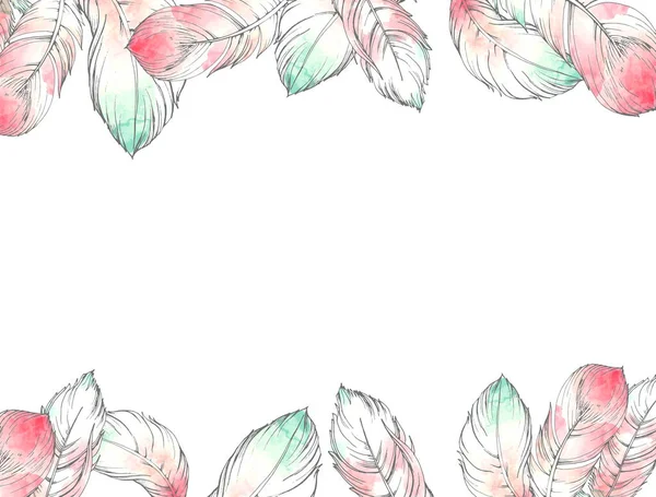 697_Feathers Birds Graphics Romantic Backgrounds Image Bird Feathers Watercolor Style — Stock vektor
