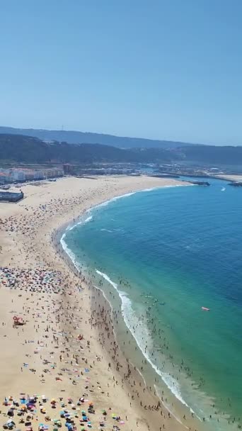 Shoreline Nazare Beach Portugal Short Vertical Video — Stok video