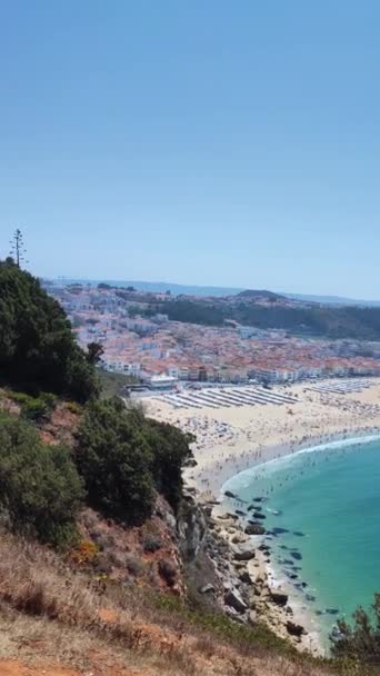 Shoreline Nazare Beach Portugal Short Vertical Video — Video