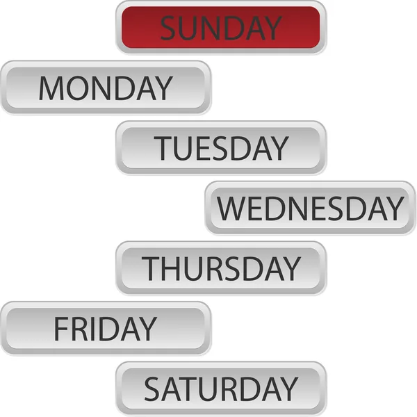 Przyciski dzień tygodnia — Wektor stockowy