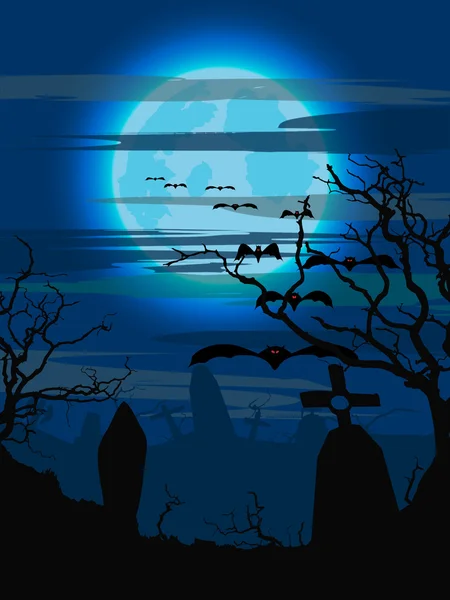 Halloween donkere begraafplaats — Stockvector