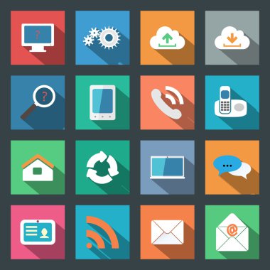 düz tasarım iletişim Icons set