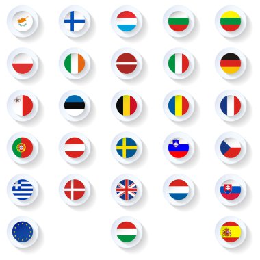 Avrupa Birliği ülke bayrakları düz simgeler kümesi
