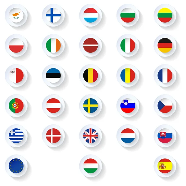 Europa unión países banderas plana iconos conjunto — Archivo Imágenes Vectoriales