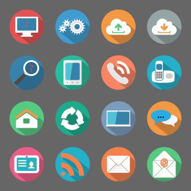 düz tasarım iletişim Icons set