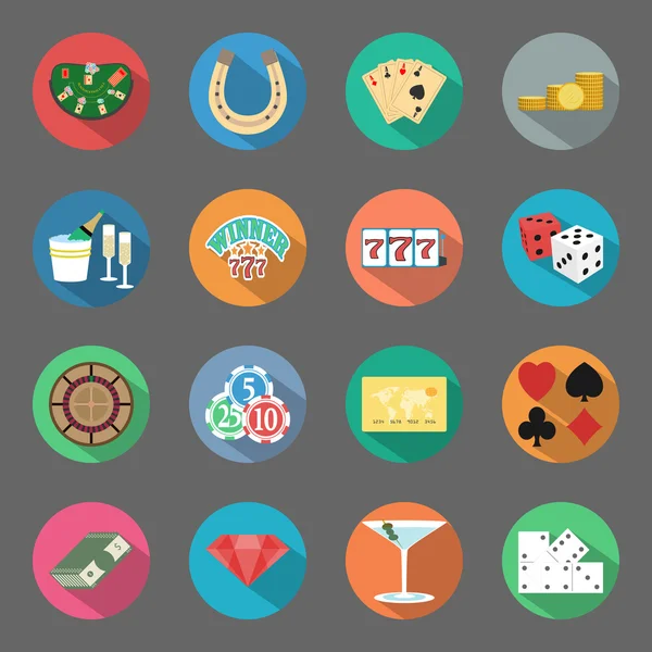 Casino flat icons set — Stock Vector