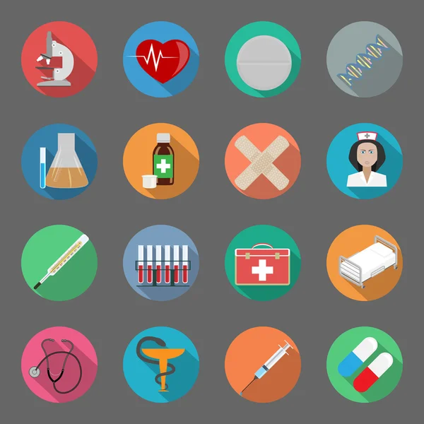 Medicina iconos planos conjunto — Vector de stock