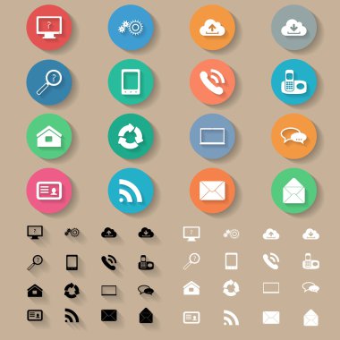 düz tasarım iletişim Icons set